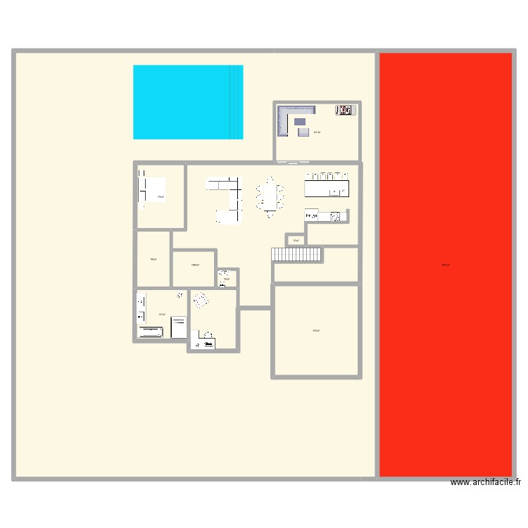 Plan coulée. Plan de 9 pièces et 1227 m2