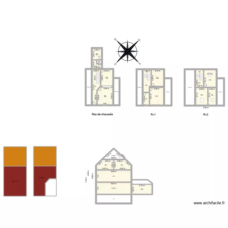 Josquin Desprez. Plan de 38  et 339 m²