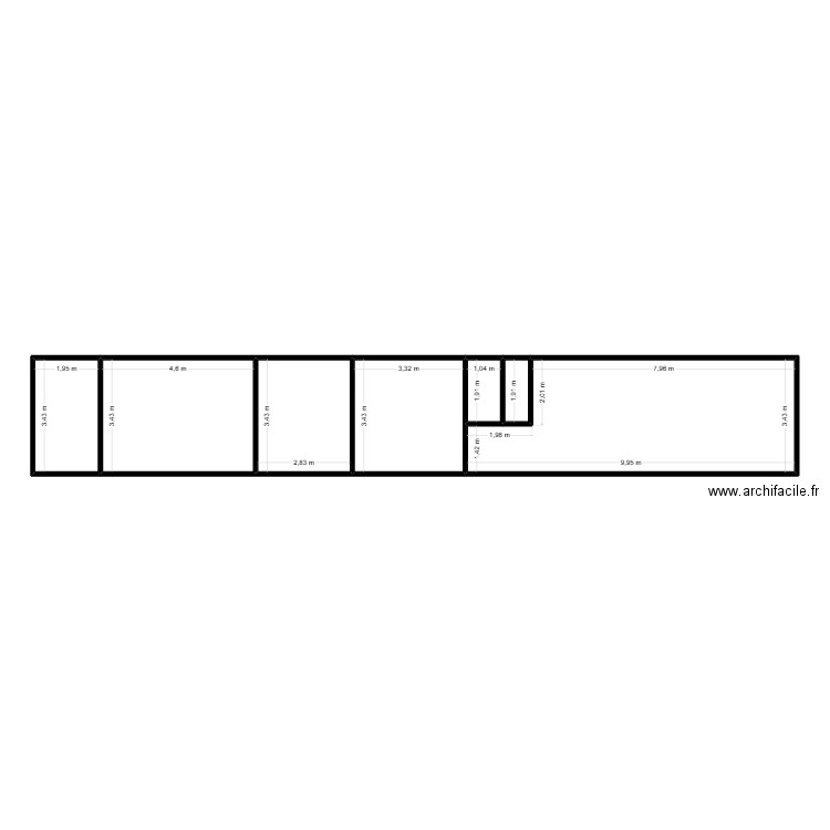 chaloo. Plan de 7 pièces et 77 m2