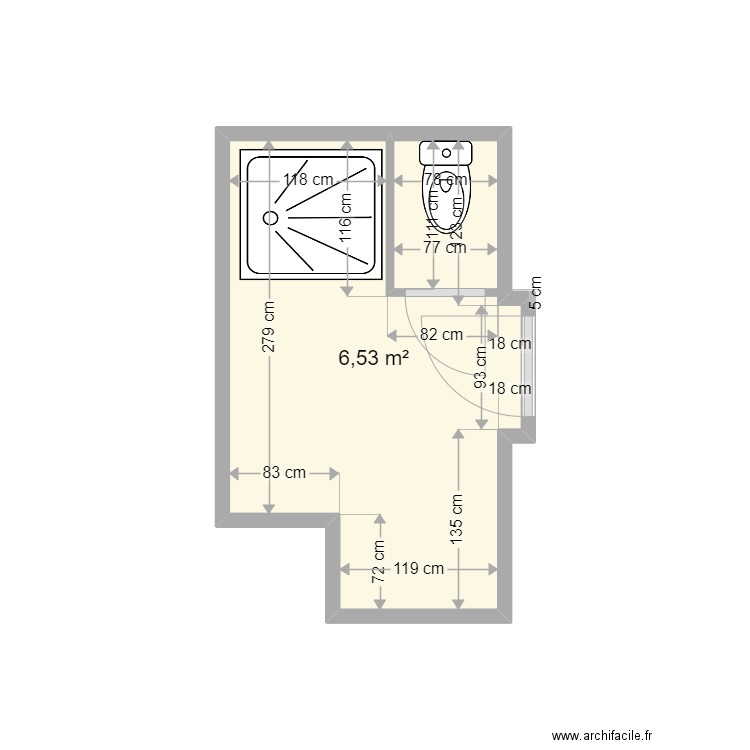 Lepage_EtatActuel1. Plan de 1 pièce et 7 m2