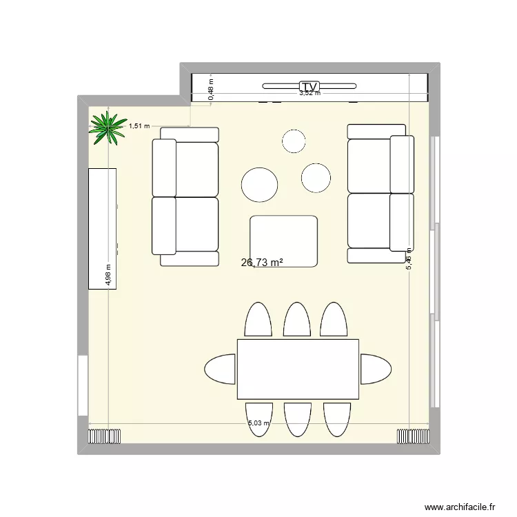 Anais et JB plan salon. Plan de 