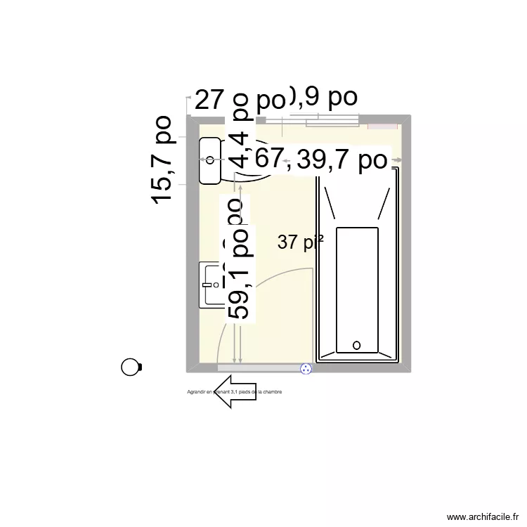 SdB 2185 Curé-Bégin - 1. Plan de 1 et 3 m² SdB 2185 Curé-Bégin - 1. Plan de 1 et 3 m²