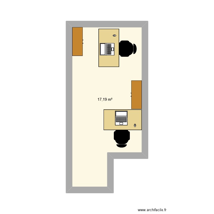 bureau 3-46 - R+3. Plan de 1 pièce et 17 m2