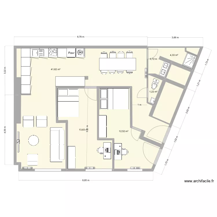 Moissons RDC 2 chambres. Plan de 