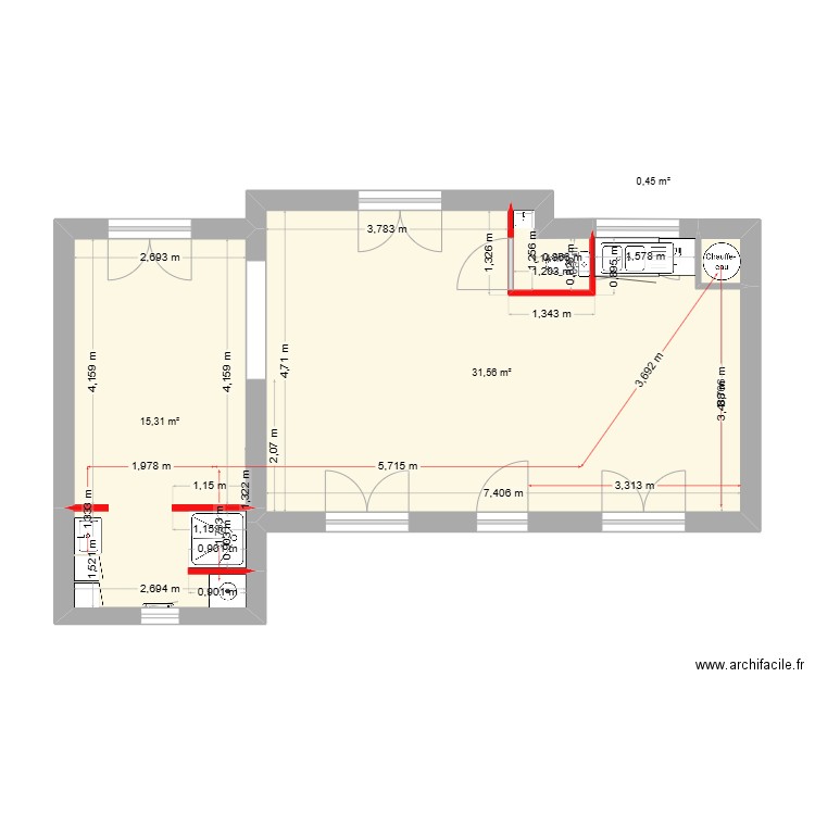 garreau 3. Plan de 4 pièces et 48 m2