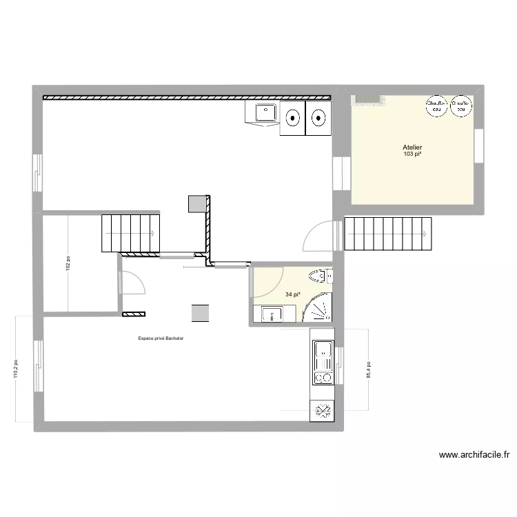 Sous sol sans meuble. Plan de 