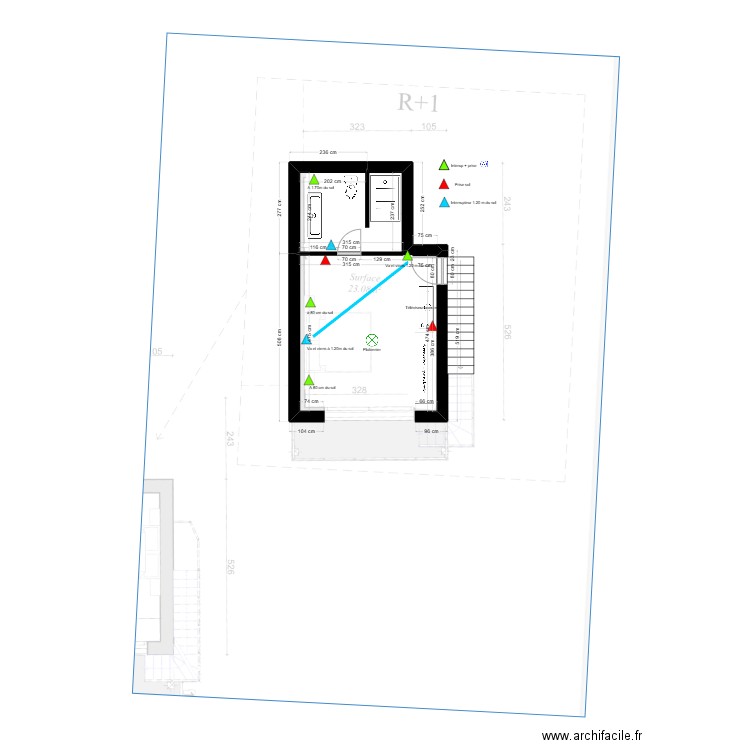 Chambre Petit Paradis haut. Plan de 0 pièce et 0 m2