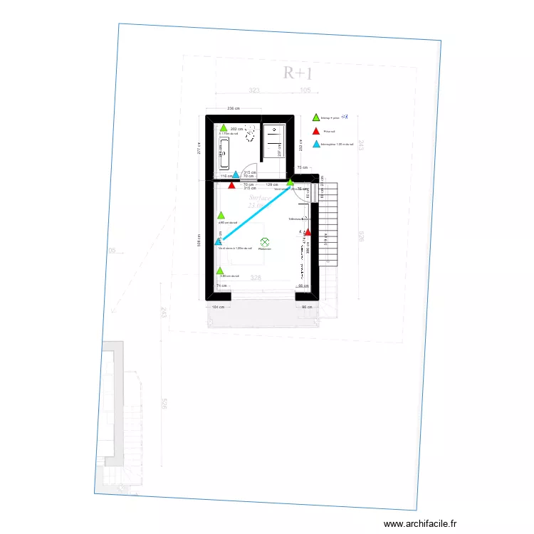 Chambre Petit Paradis haut. Plan de Chambre Petit Paradis haut. Plan de