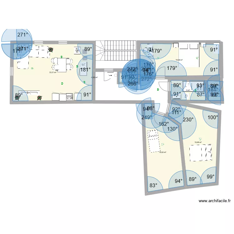 combles 35. Plan de 7 pièces et 98 m²