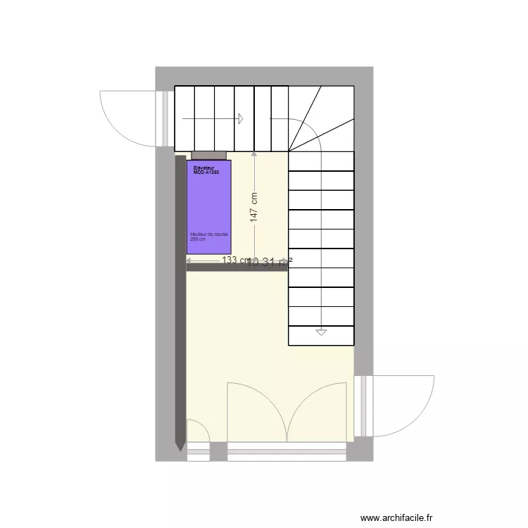 Monte charge LOFT. Plan de Monte charge LOFT. Plan de