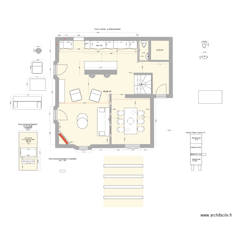 POILUS PLAN FINAL. Plan de 2 pièces et 61 m2