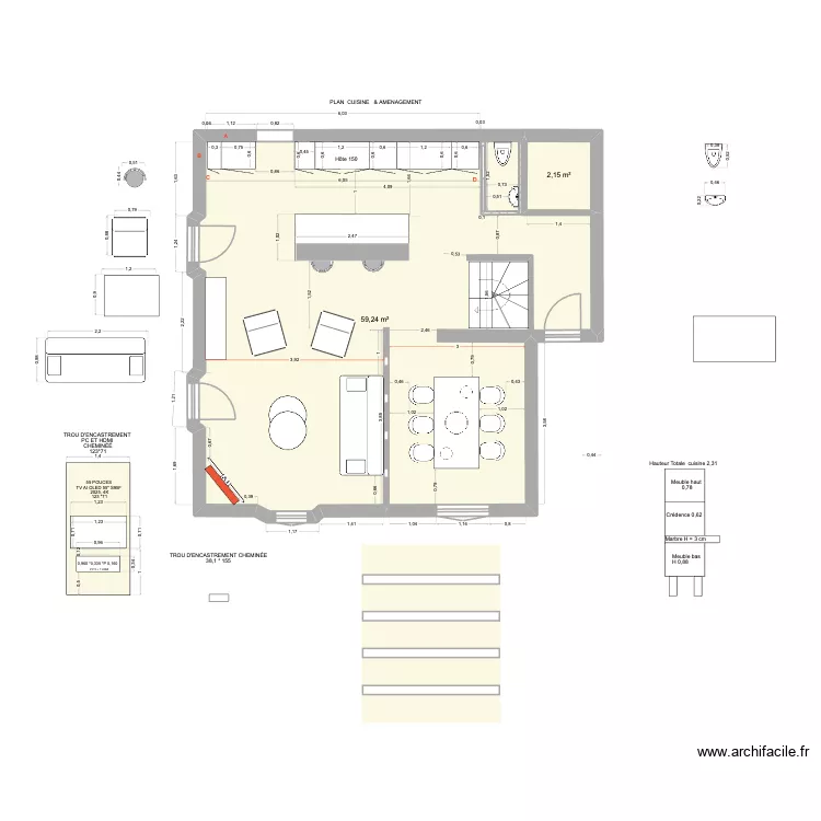POILUS PLAN FINAL. Plan de 2 pièces et 61 m² POILUS PLAN FINAL. Plan de 2 pièces et 61 m²