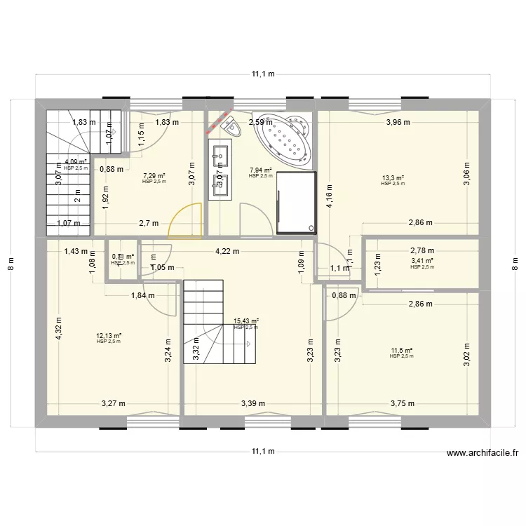 Etage1.0sav. Plan de 11  et 115 m²