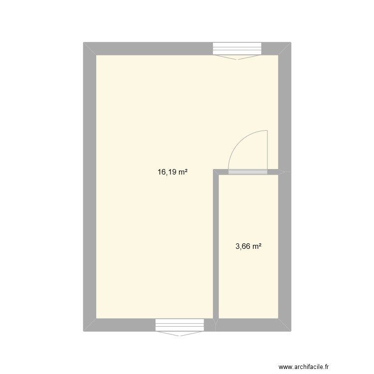 Locatif la Caillere etage. Plan de 2 pièces et 20 m2
