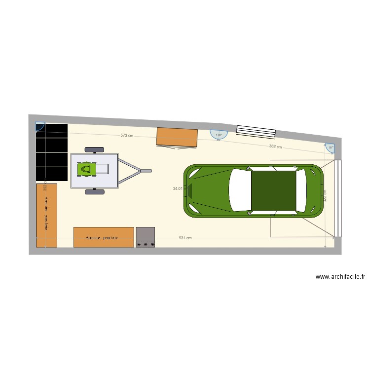 Vauxsous-sol. Plan de 1 pièce et 34 m2