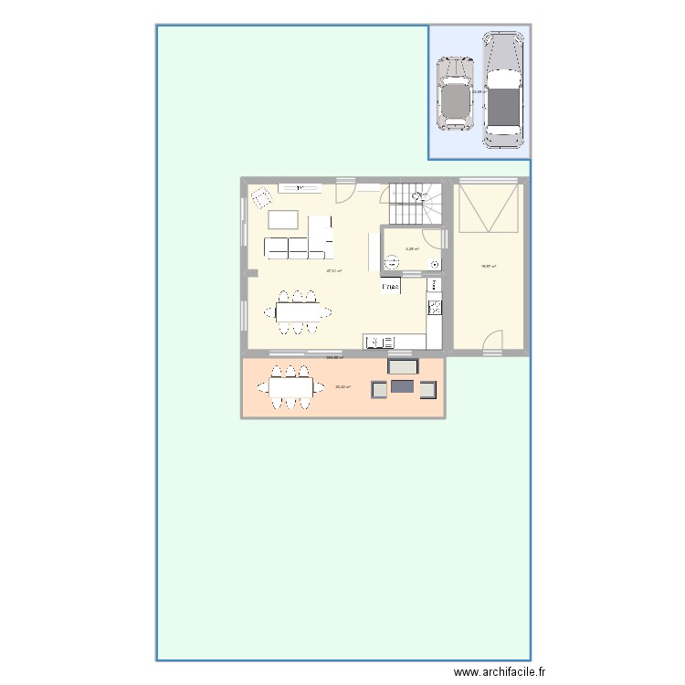 Maison entrée nord. Plan de 7 pièces et 492 m2