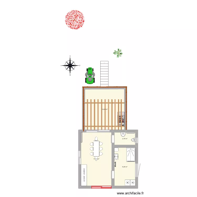 Projet agrandissement. Plan de 4  et 45 m²