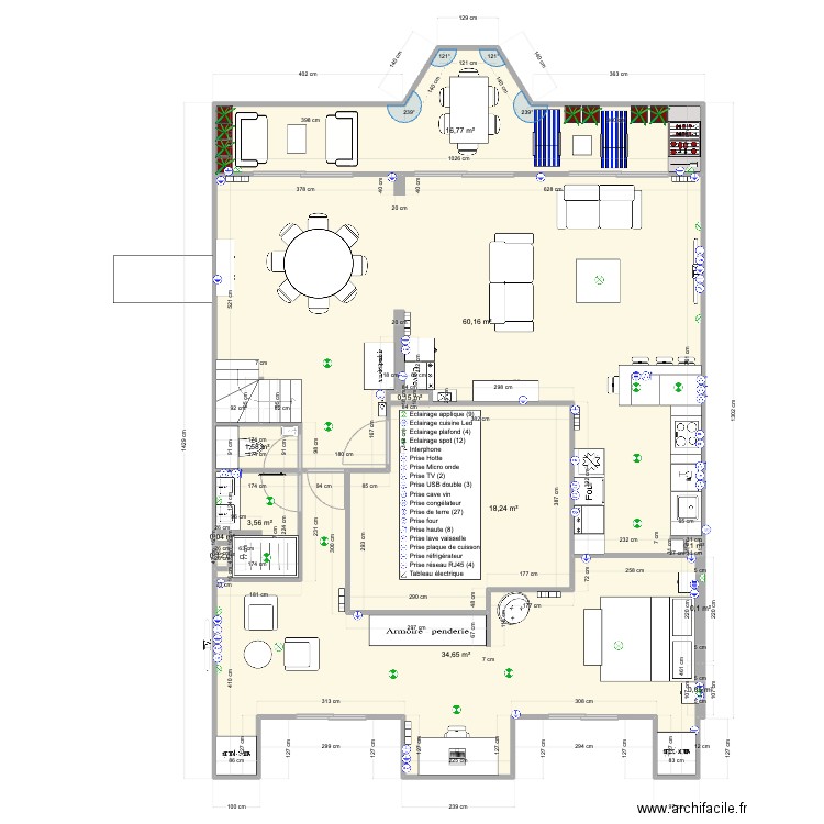 Pornichet De Gaulle RDC contraintesV7 Table ronde. Plan de 12 pièces et 136 m2