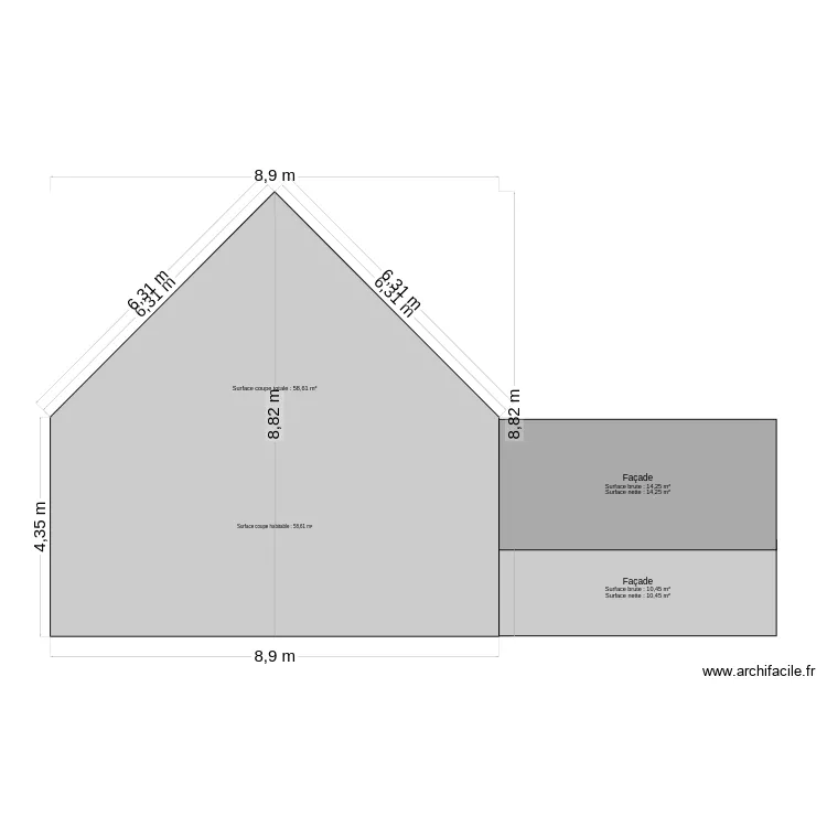 Facade EST + Celier. Plan de 