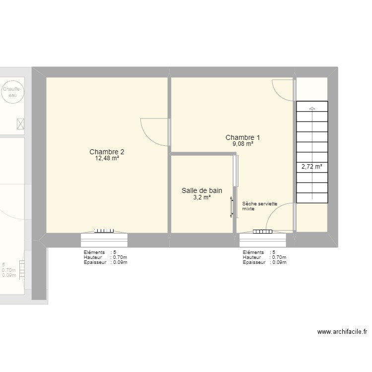 LACROUX Gabin. Plan de 8 pièces et 83 m2