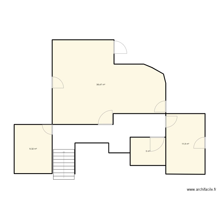 1 etage site 2. Plan de 4 pièces et 65 m2