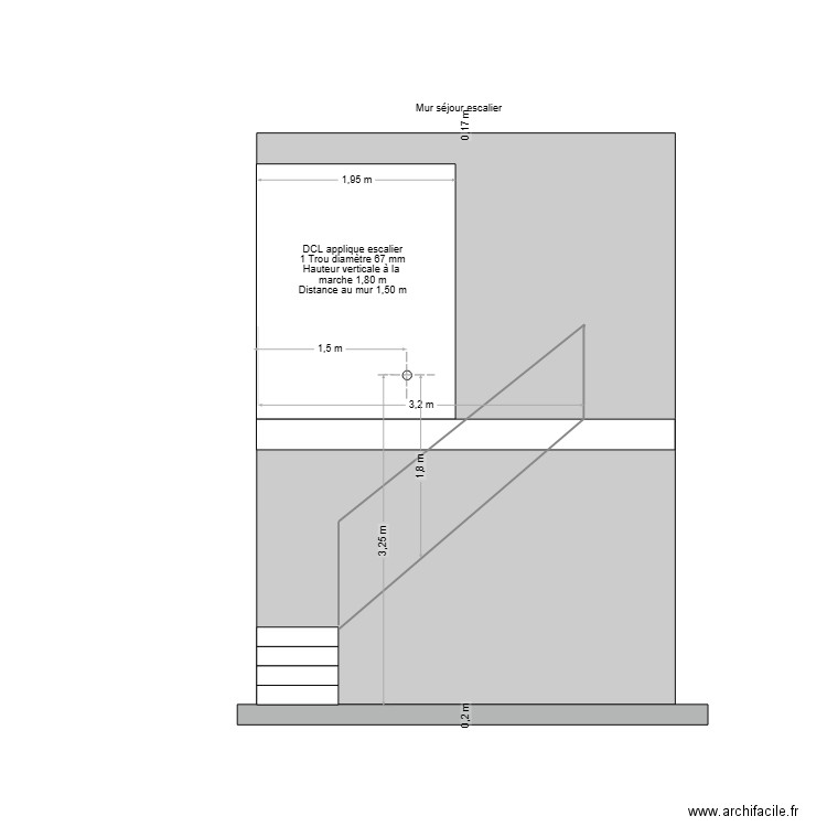 Mur séjour escalier. Plan de 0 pièce et 0 m2