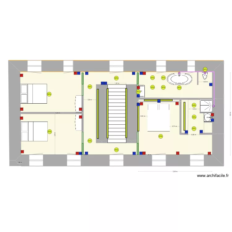 1er &eacute;tage couleur 160325 avec utilit&eacute;s. Plan de 
