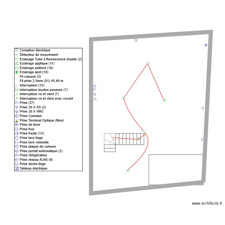 S & A jovert Legouic appareillage V1. Plan de 4 pièces et 189 m2