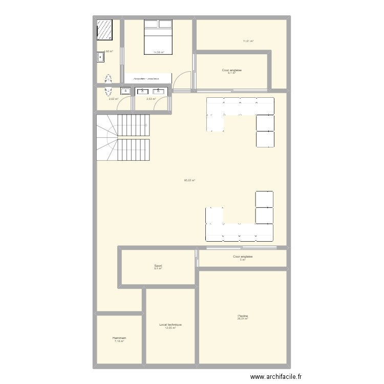 p1maison. Plan de 5 pièces et 203 m2