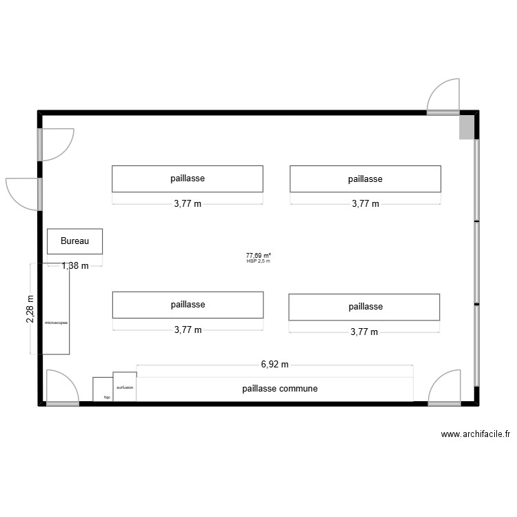 autonomie. Plan de 1 pièce et 78 m2