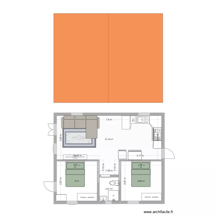 PLAN Villa Anemari. Plan de 4  et 48 m²