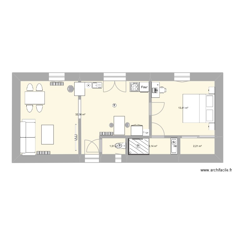 2TNE Demolin Jayson. Plan de 5 pièces et 53 m2