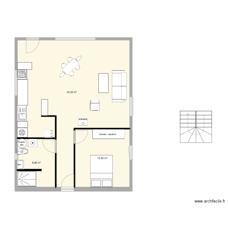 formule 2. Plan de 3 pièces et 62 m2