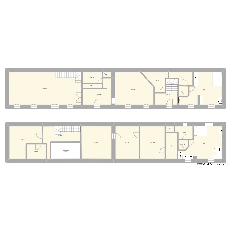 Timbaud-RdC. Plan de 23 pièces et 273 m2