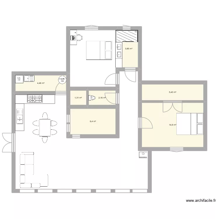 PROJET CHATEAU. Plan de 7  et 39 m²