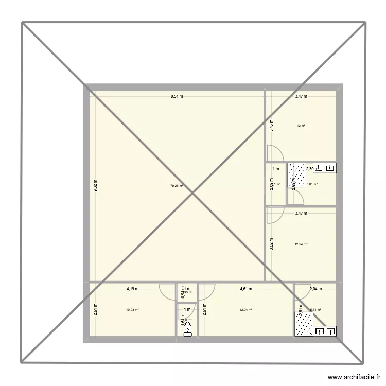 R&eacute;novation Lacanau oc&eacute;an. Plan de 10  et 142 m²