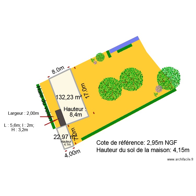 PLAN DE MASSE TERRAIN après travaux NEW. Plan de 2 pièces et 155 m2