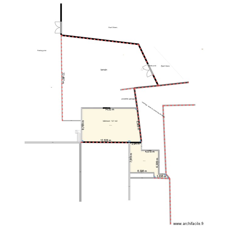Parking plan cote. Plan de 2 pièces et 186 m2