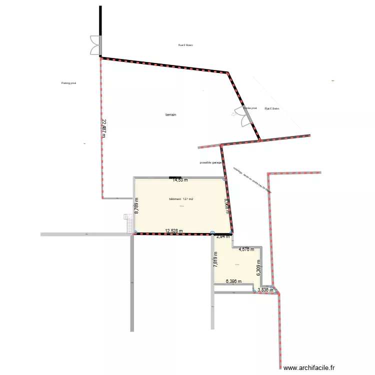 Parking plan cote. Plan de 2  et 186 m²