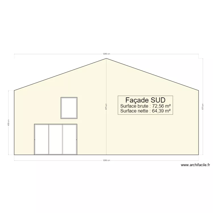 Façade SUD. Plan de Façade SUD. Plan de