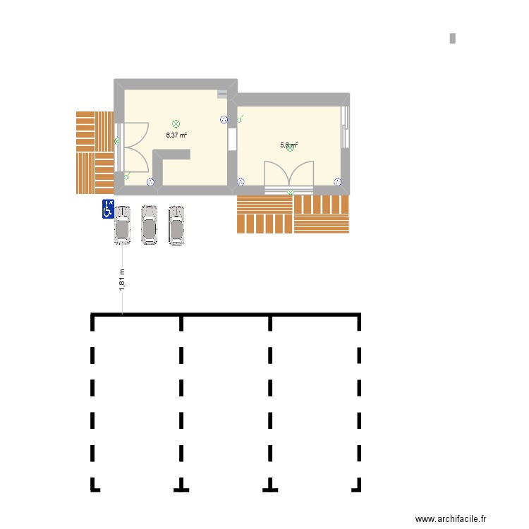 namali. Plan de 2 pièces et 12 m2