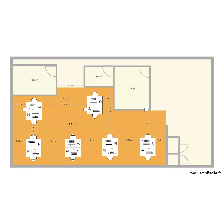 Service DAF. Plan de 6  et 180 m²