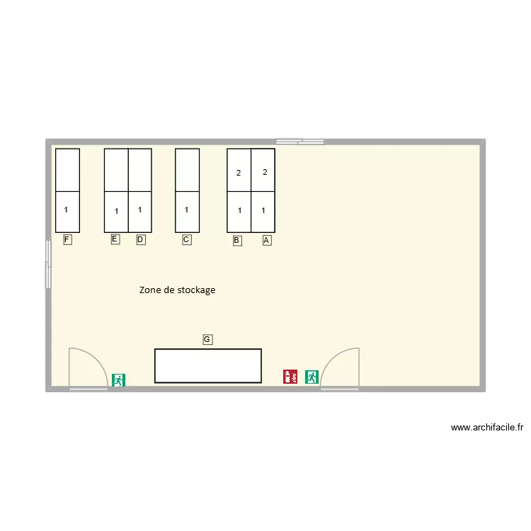 Magasin ecole. Plan de 1 et 45 m² Magasin ecole. Plan de 1 et 45 m²