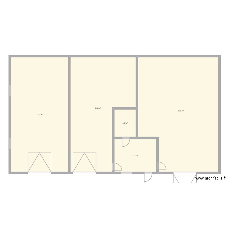 batiment AS. Plan de 5 pièces et 250 m2