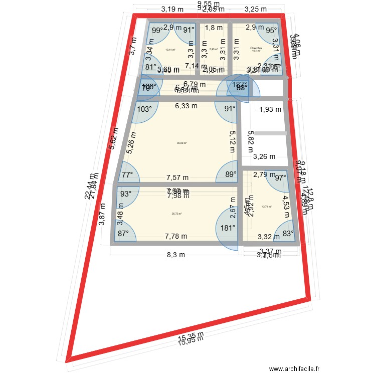 MAISON. Plan de 7 pièces et 110 m2