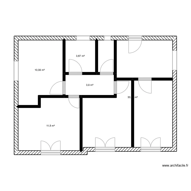 Plan Construction. Plan de 5 pièces et 59 m²