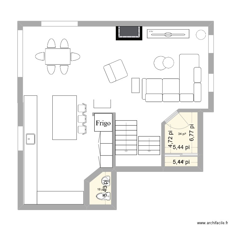 Verrière Orford. Plan de 3 pièces et 6 m2