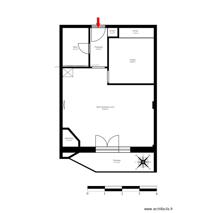 ED. EL CEDRE, ESCALA B, 1-2. ERTS, LA MASSANA. Plan de 11 pièces et 53 m2
