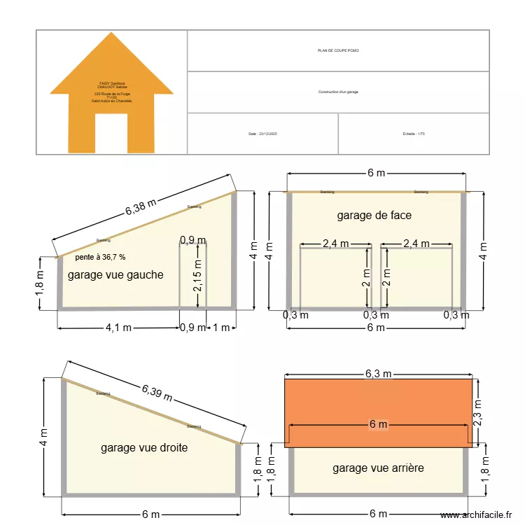 plan de coupe 5,5. Plan de 7 et 68 m² plan de coupe 5,5. Plan de 7 et 68 m²