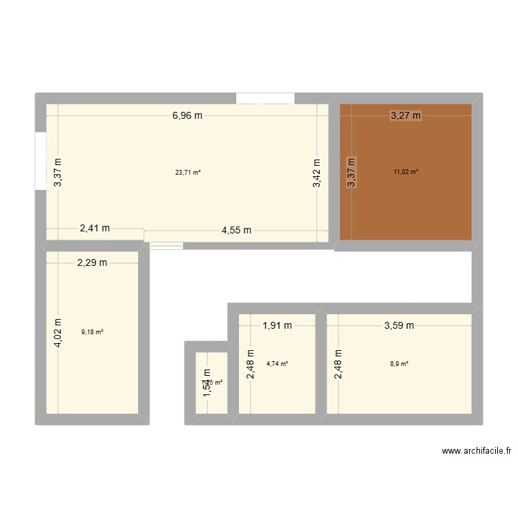 maison chagny. Plan de 6 pièces et 59 m2